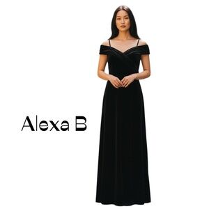 Alexa B Black Velvet Off Shoulder Maxi Dress Size 6